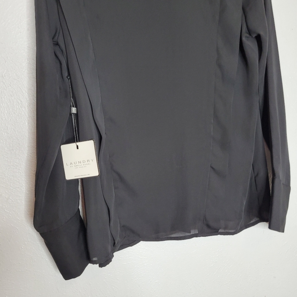 Laundry by Shelli Segal Sheer Black Button-up Shirt Women's Size Small New - Picture 11 of 15